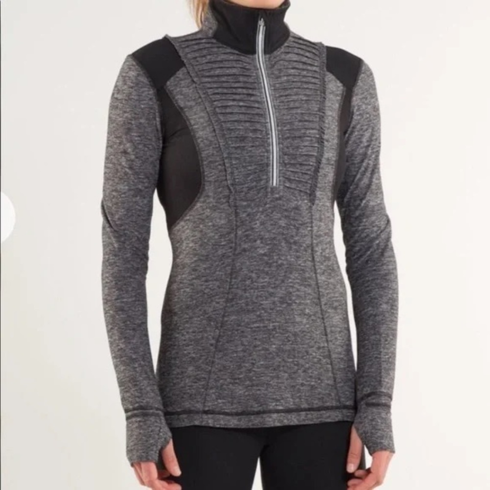 Lululemon‎ Run Your Heart Pullover Zip Womens 6 Gray Athletic Running Gym Active